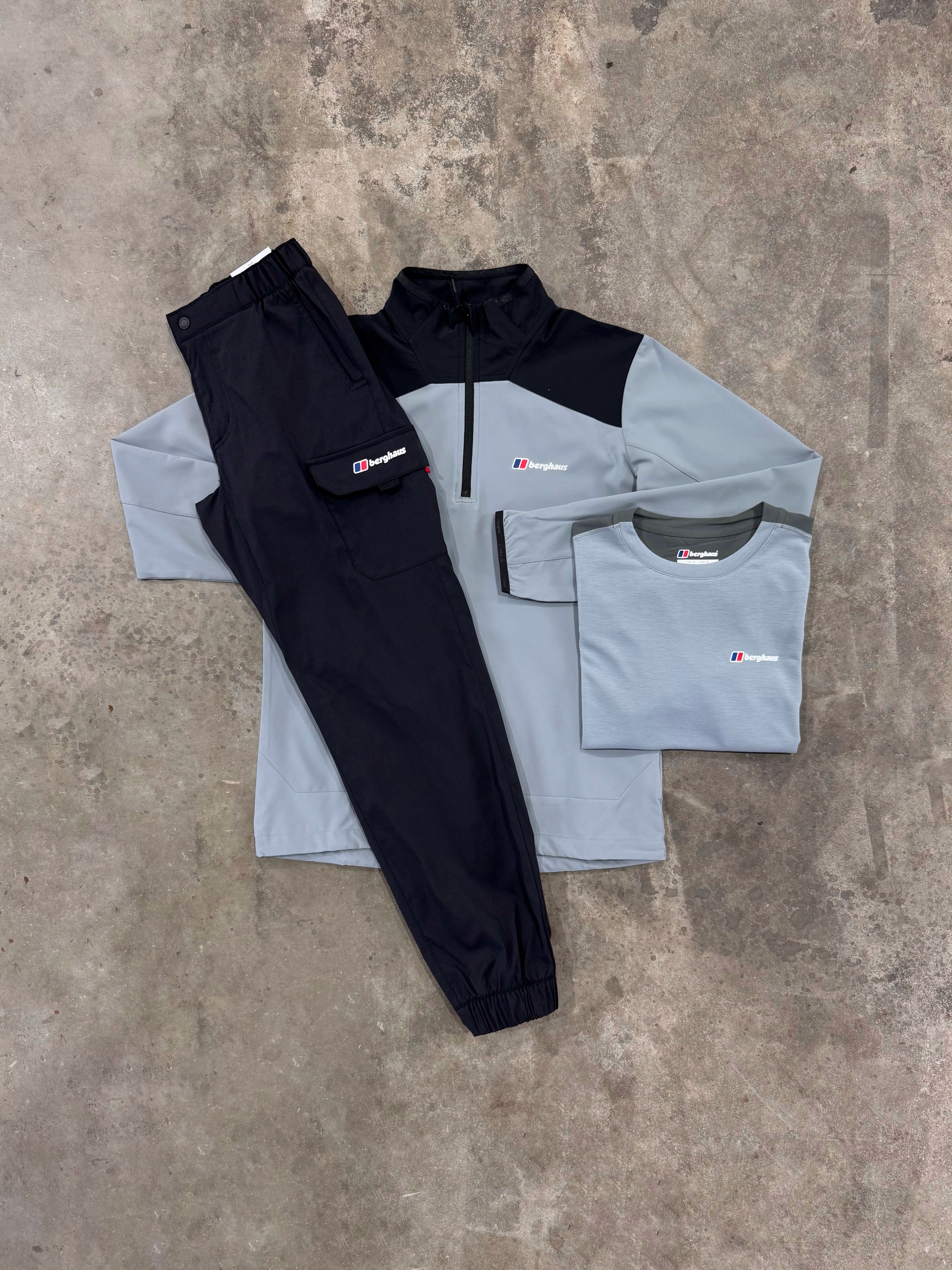 Berghaus Terrain Trek Grey 3 Piece Set - Quarter Zip / T Shirt / Pant