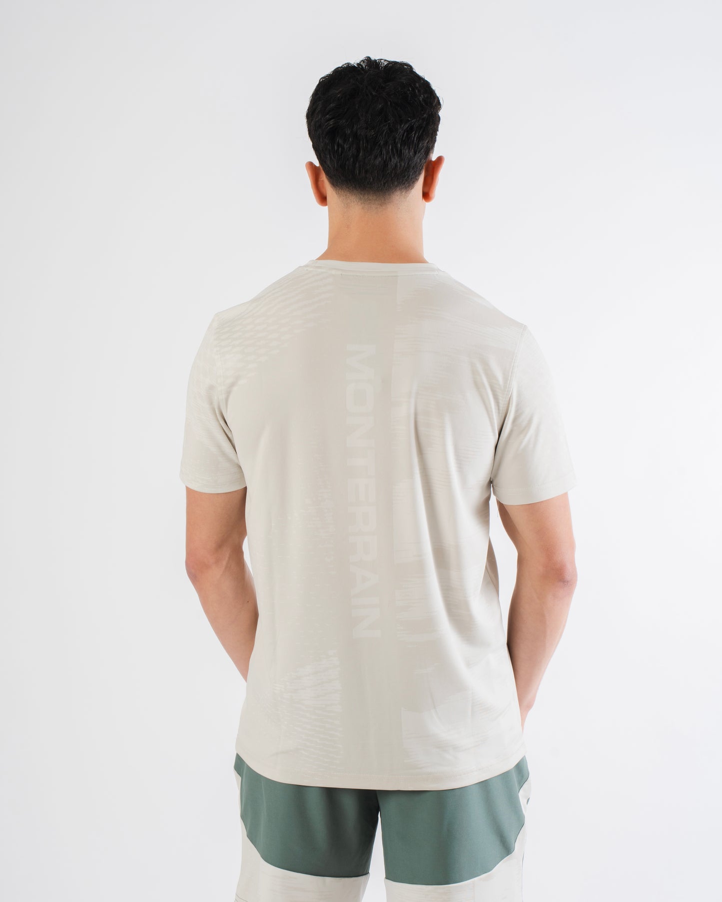 Monterrain Divide Jacquard T Shirt - Stone / Escape Green from DripModa