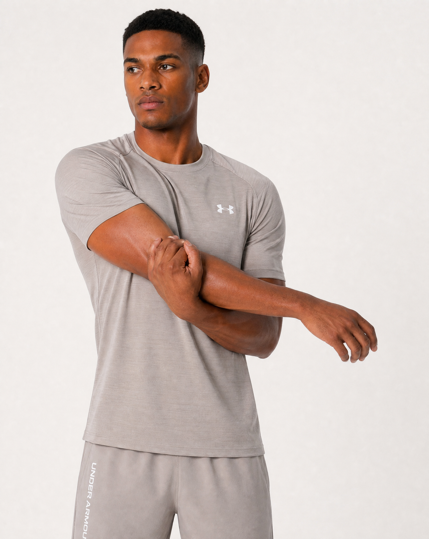 Under Armour Textured Brown Set - T Shirt / Shorts