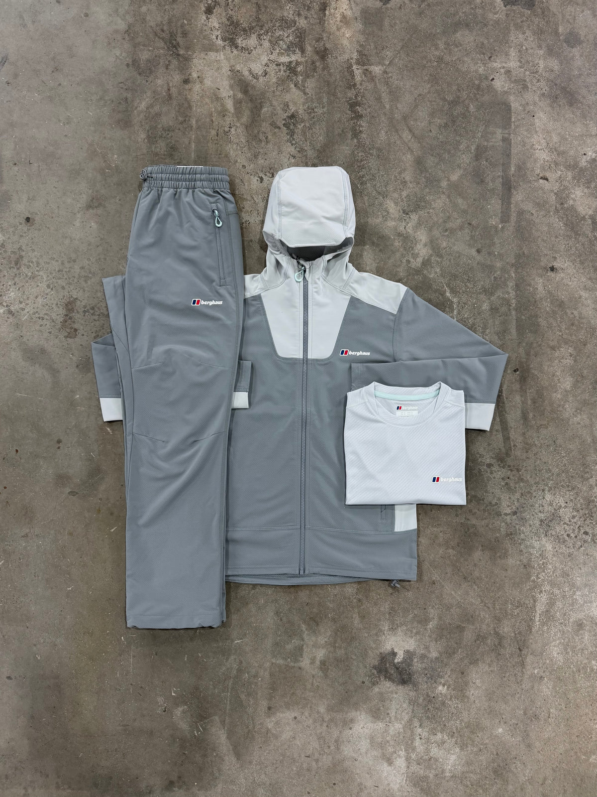 Berghaus Greenbank Garbo Grey 3 Piece Set - Jacket / T Shirt / Pant from DripModa