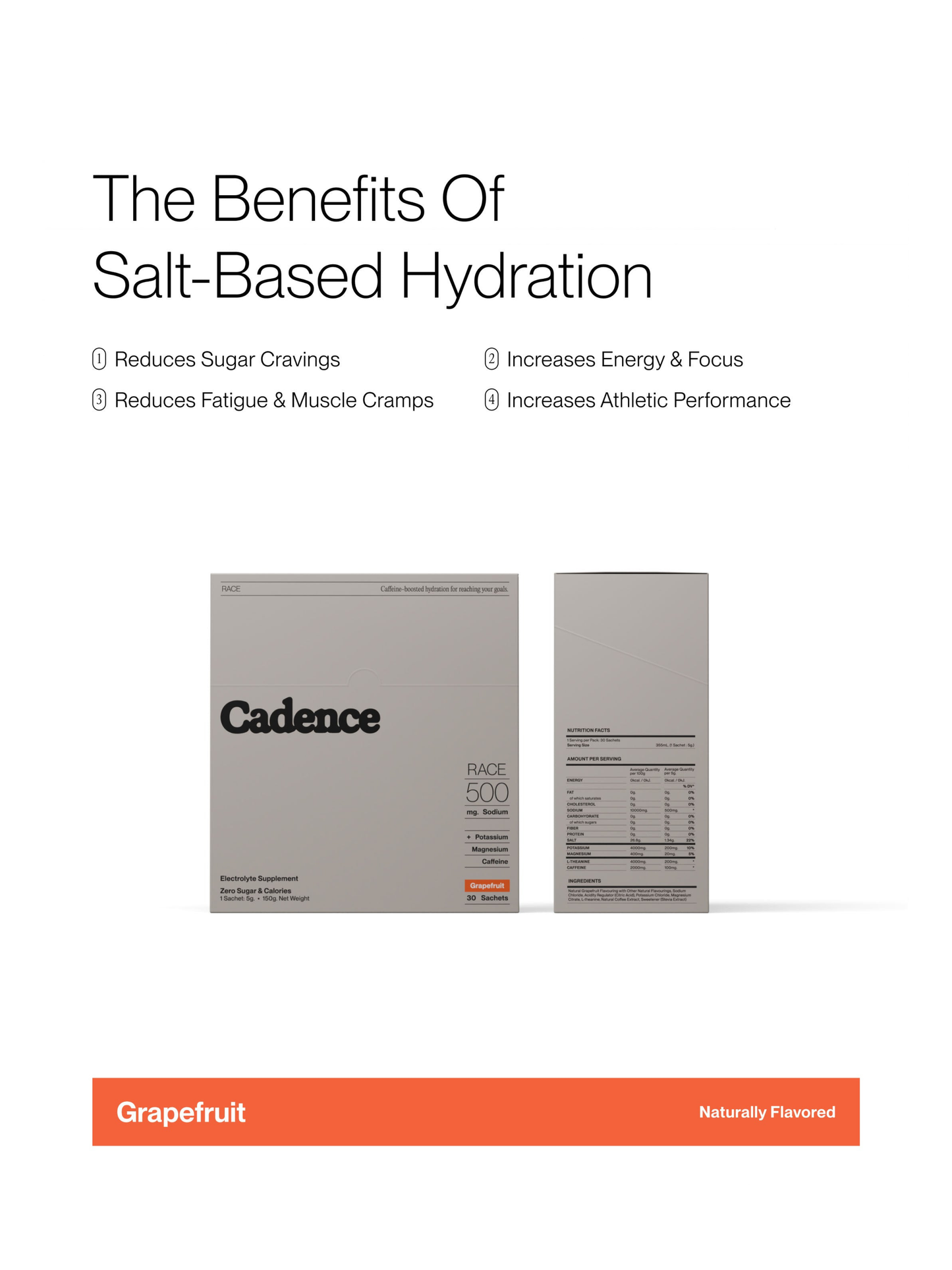 Cadence Race Energy Hydration Sachets - 30 Pack / Grapefruit
