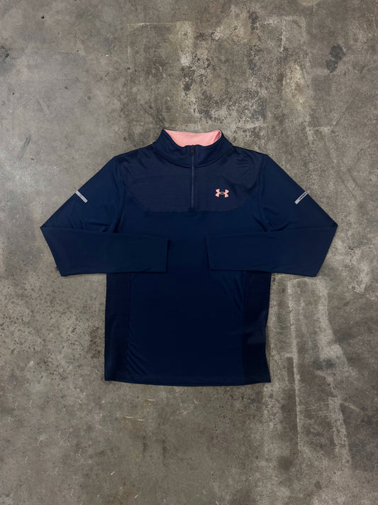 Under Armour Junior Tech Utility Quarter Zip - Navy / Pink from DripModa