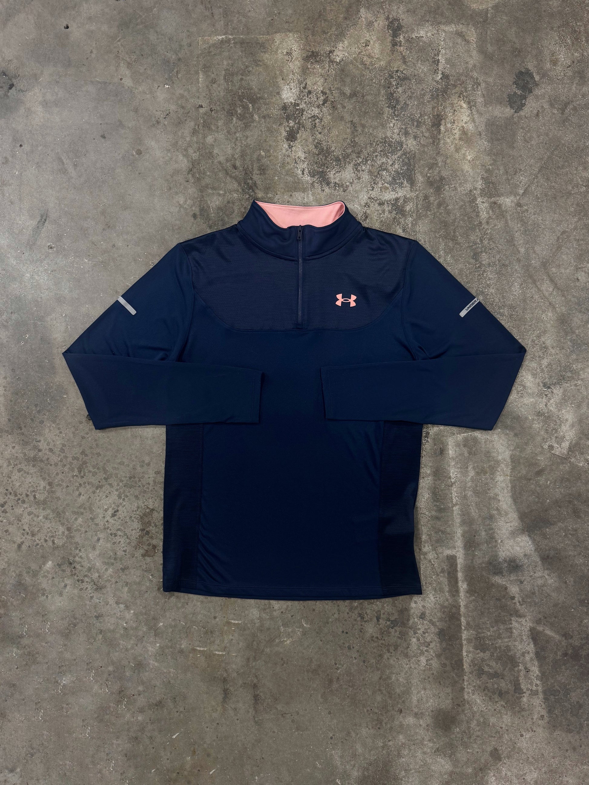Under Armour Junior Tech Utility Quarter Zip - Navy / Pink from DripModa