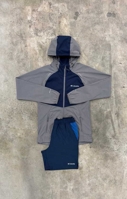 Columbia Tech Wind Grey Navy Set - Jacket / Short
