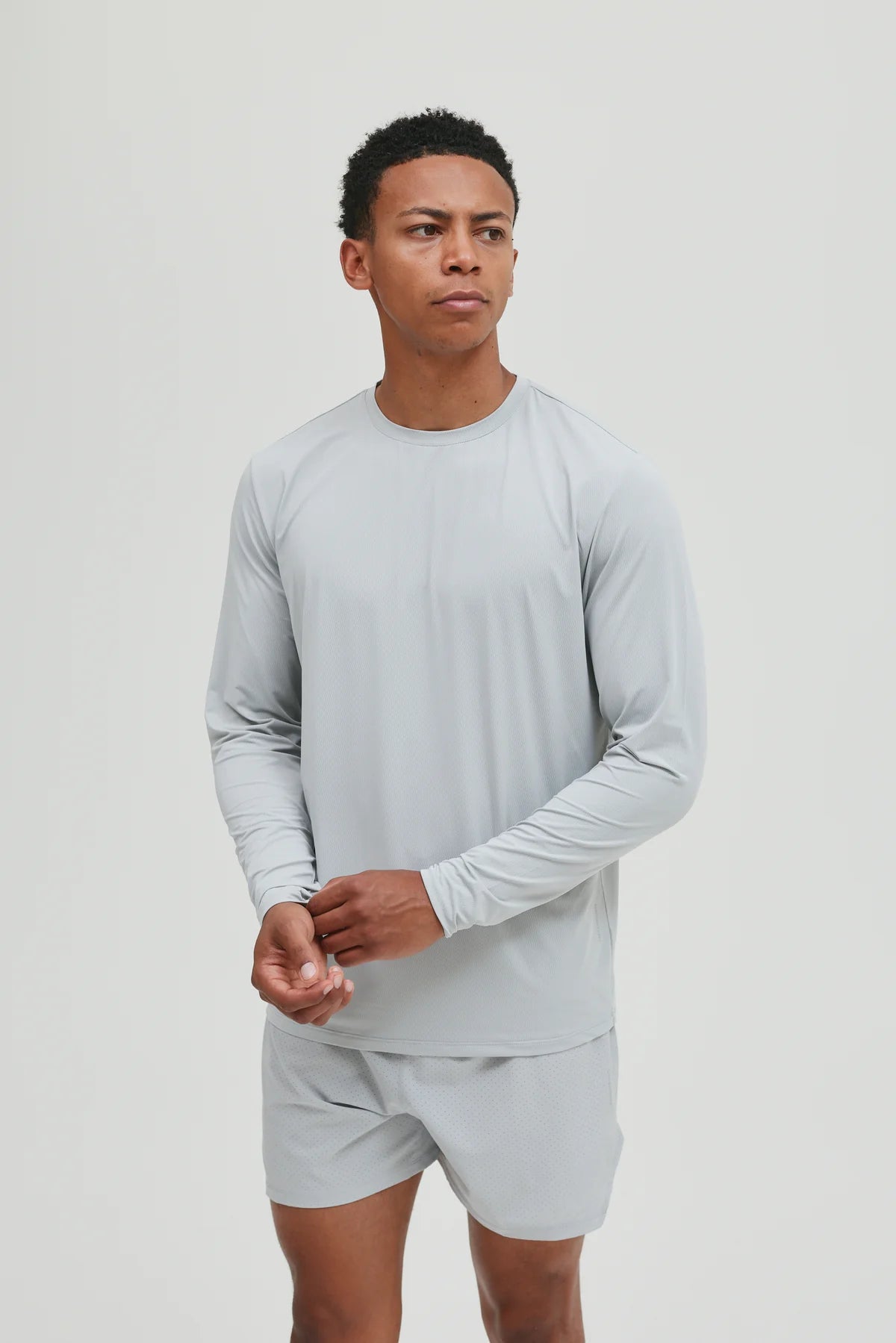 Condition Aero Light Grey Long Sleeve Set - T Shirt / Short from DripModa