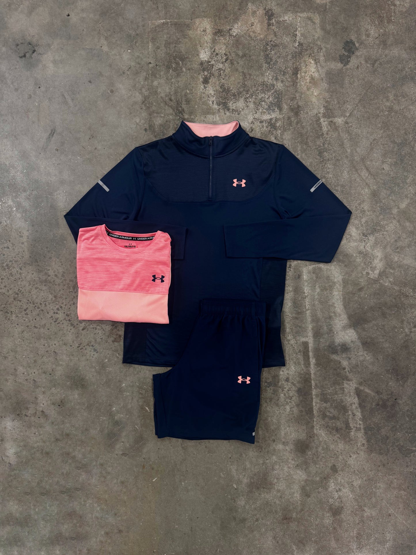 Under Armour Junior Utility Navy 3 Piece Set - Quarter Zip / T Shirt / Short