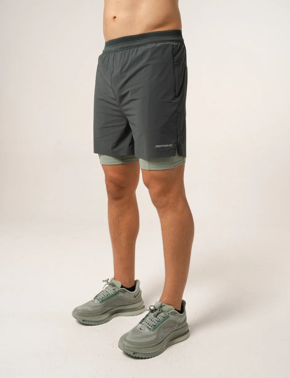 Reprimo AR Performance Dual Short - Dark Moss / Iceberg from Dripmoda