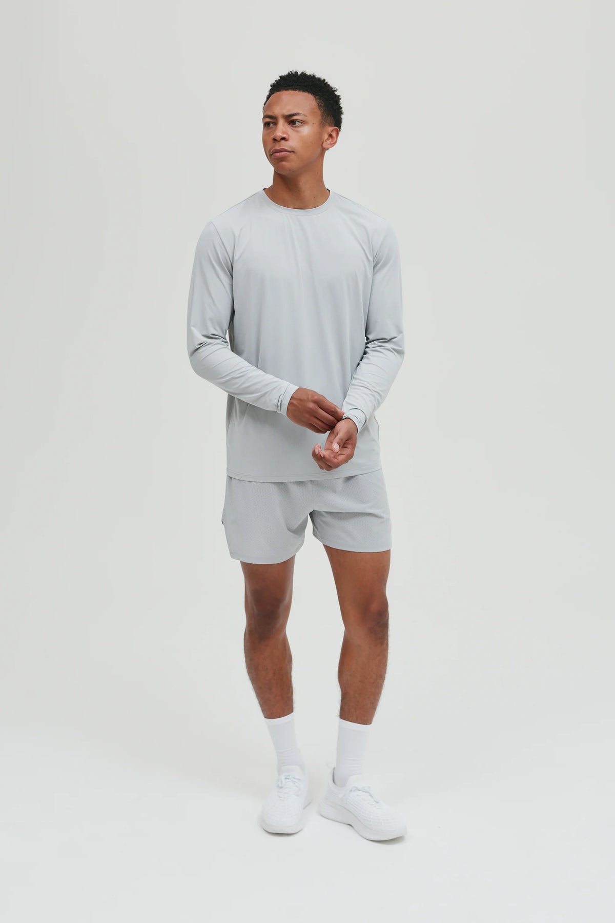 Condition Aero Light Grey Long Sleeve Set - T Shirt / Short from DripModa