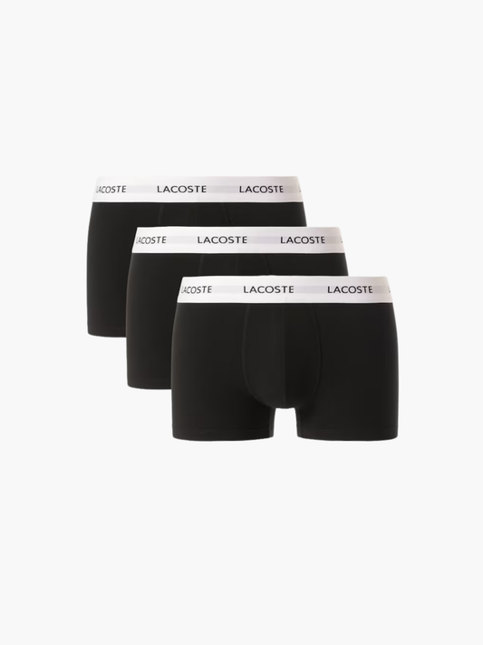Lacoste 3 Pack Stretch Cotton Trunks - Black