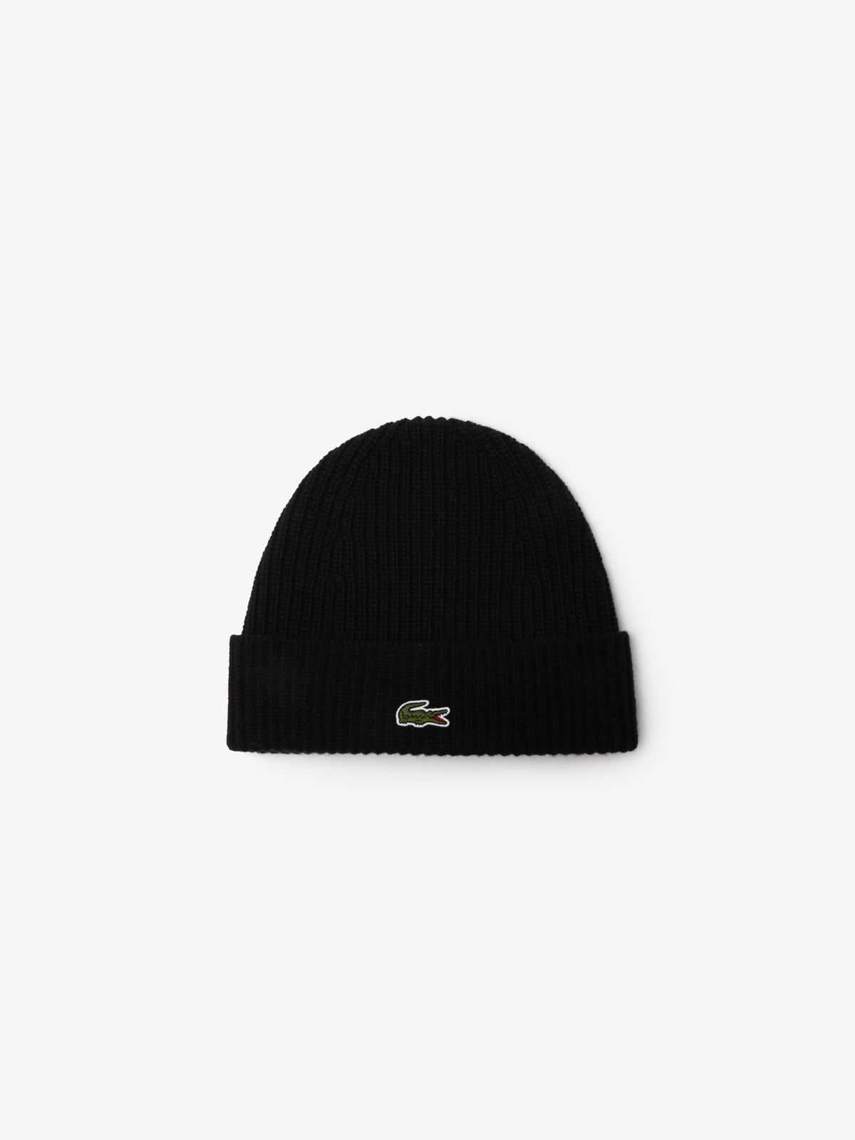 Lacoste Rib Knit Wool Beanie - Black