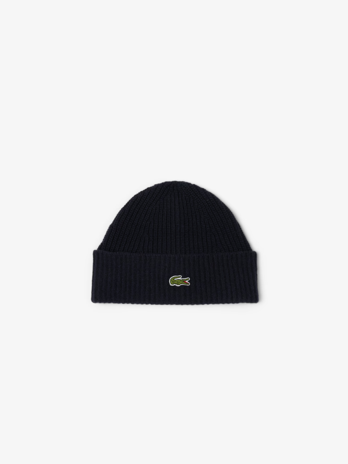 Lacoste Rib Knit Wool Beanie - Navy