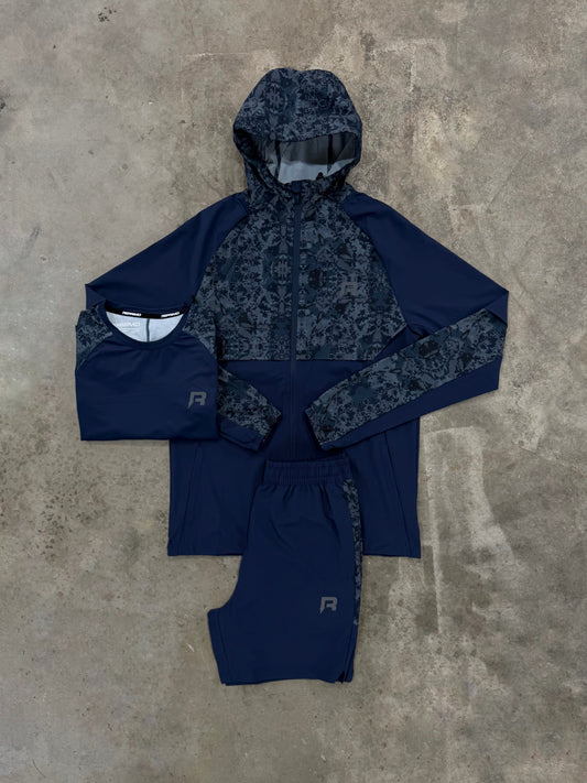 Reprimo Shibori Navy 3 Piece Set - Jacket / T Shirt / Short from DripModa