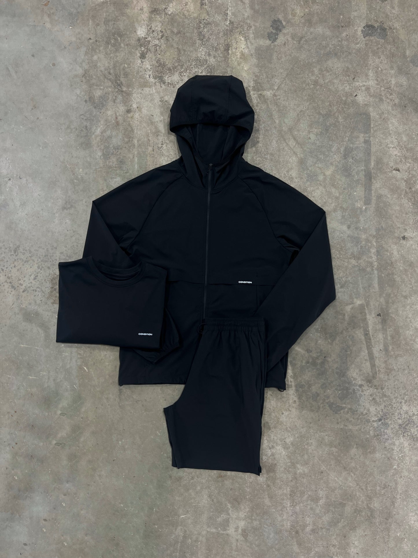 Condition Everyday Black 3 Piece Set - Windbreaker / T Shirt / Short