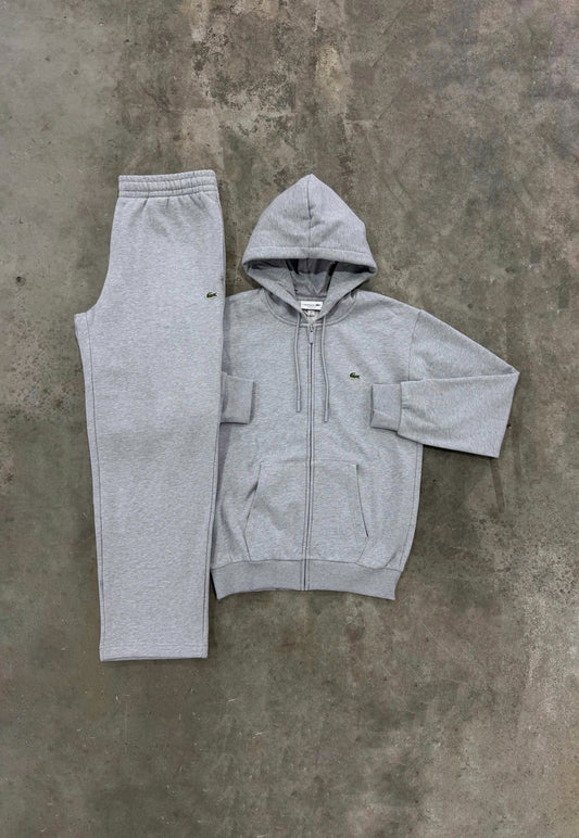 Lacoste Fleece Grey Tracksuit - Zip Hoodie / Pant