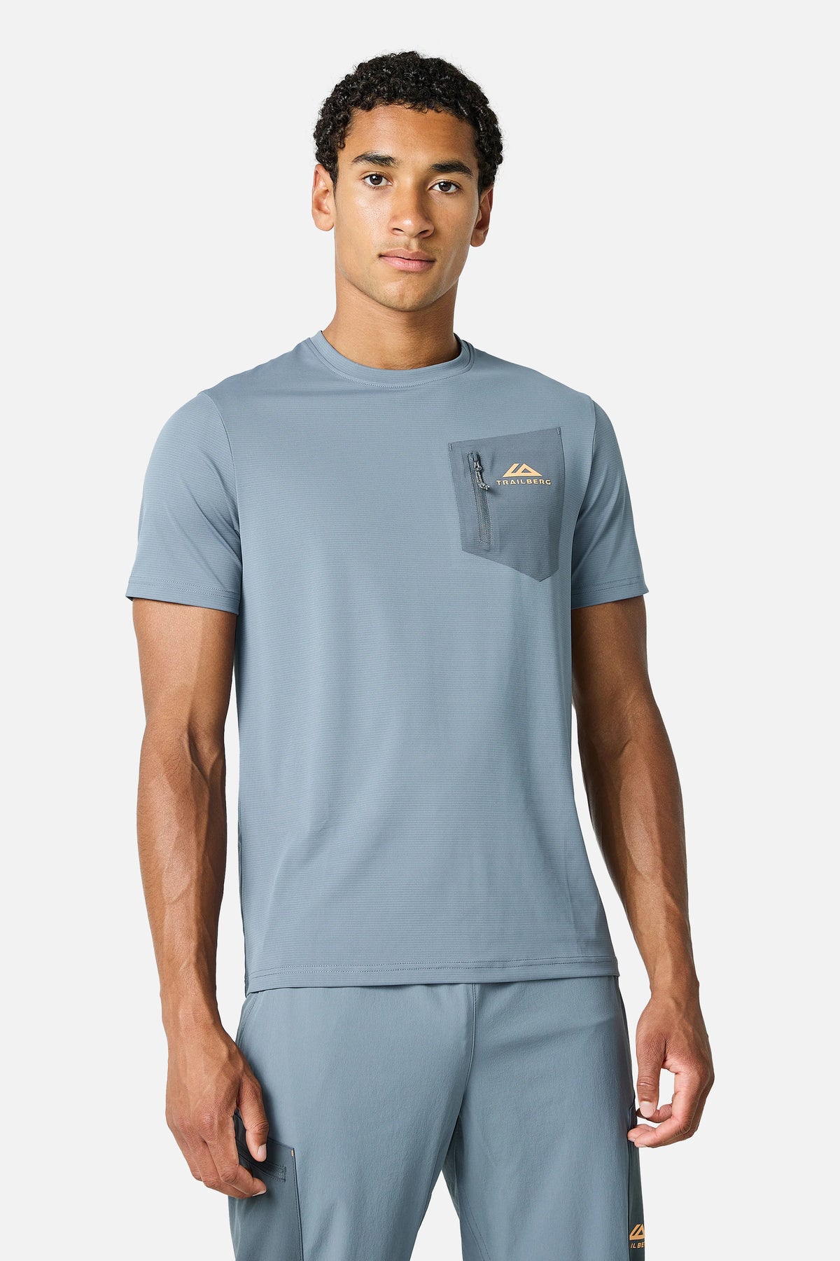 Trailberg Oberland T Shirt - Ash Grey / Melon Sorbet from DripModa