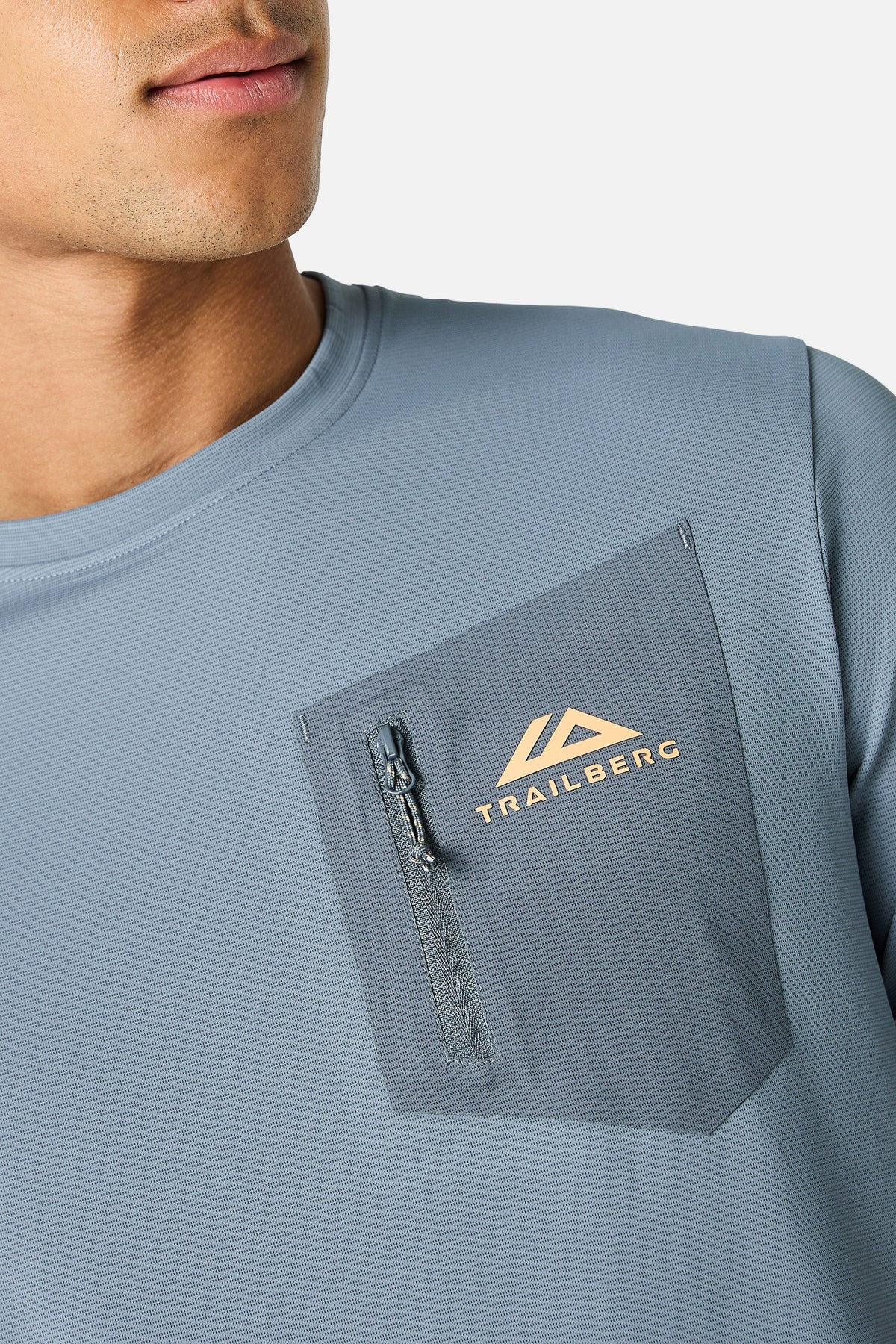 Trailberg Oberland T Shirt - Ash Grey / Melon Sorbet from DripModa